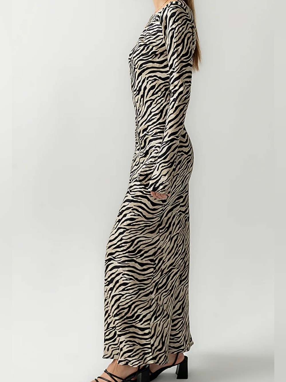 bohme Melody Zebra-Print Long Sleeve Maxi Dress - Black & Cream - Picture 4 of 10